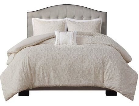 Olliix by Madison Park Florence 4 Pieces Light Taupe Full/Queen Cotton Comforter Set-0