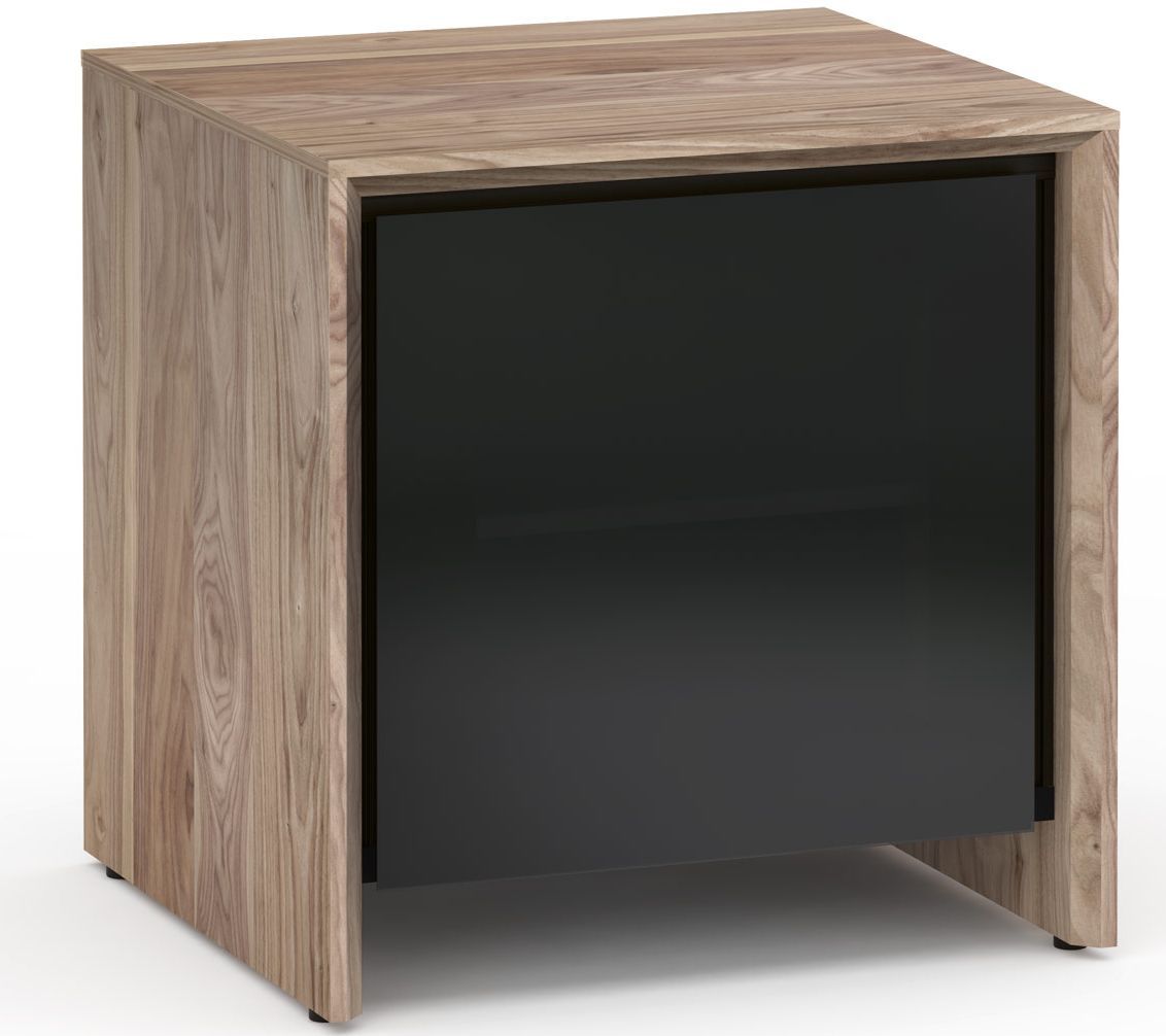 Salamander Designs® Barcelona 217 AV Cabinet-Natural Walnut/Black Glass