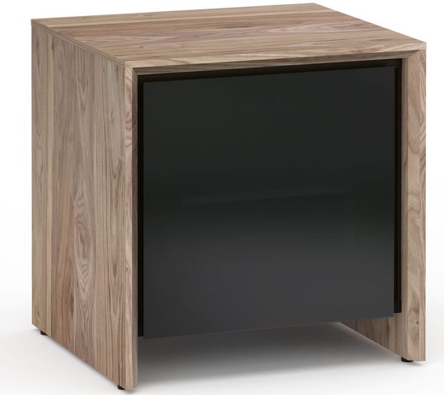 Salamander Designs® Barcelona 217 AV Cabinet-Natural Walnut/Black Glass