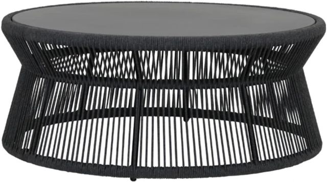 Sunset West Milano Granite Natural Fibers/Stone Outdoor Coffee Table with Charcoal Gray Metal Base-0