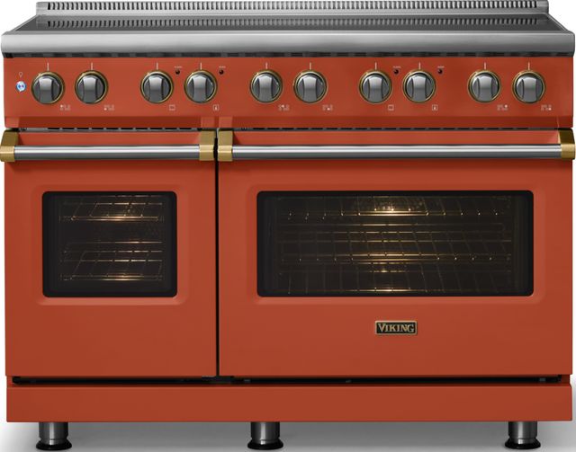 Viking® 5 Series 48" Spiced Cider Pro Style Induction Range with Brushed Brass Trim-2