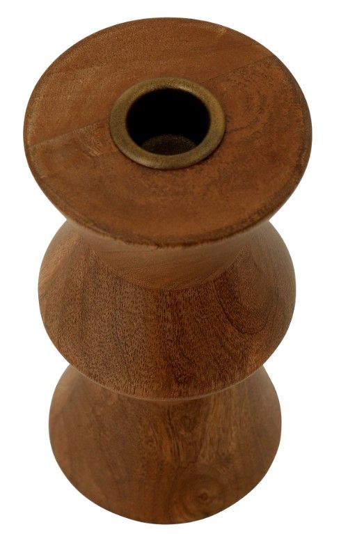 Moe's Home Collection Sequence Brown Small Wooden Candle Holder-1