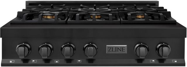 ZLINE 36" Black Stainless Steel Gas Rangetop with Brass Burners