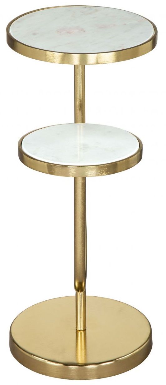 Zuo® Modern Marc White Mable Top Side Table with Gold Base-2