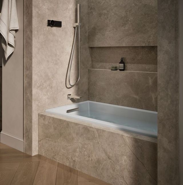 KOHLER® Underscore® Ice Gray 60" x 30" Drop-In/Alcove Heated Whirlpool Bath - Left Drain-1