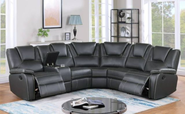 Milton Greens Stars 7-Piece Gray Leather Modular Manual Recliner Sectional-2