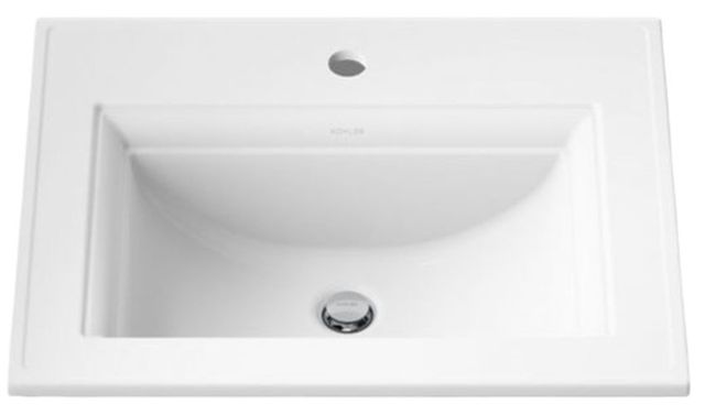 Kohler Memoirs® Stately White 22.75" Rectangular Drop-In Bathroom Sink-4