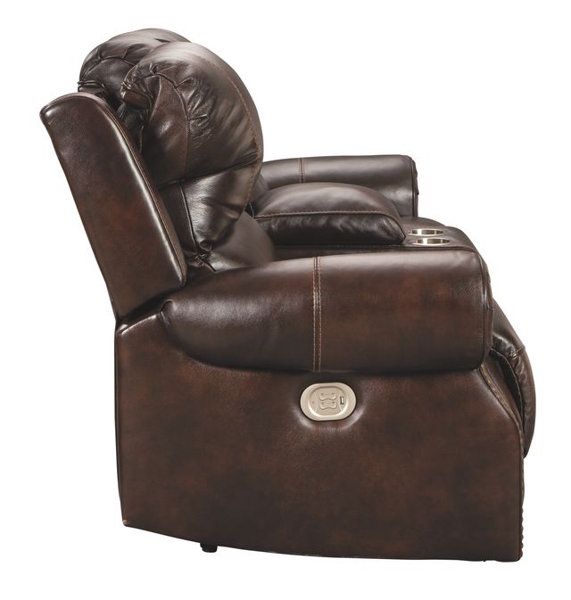 Signature Design by Ashley® Buncrana Chocolate Power Reclining Loveseat-2