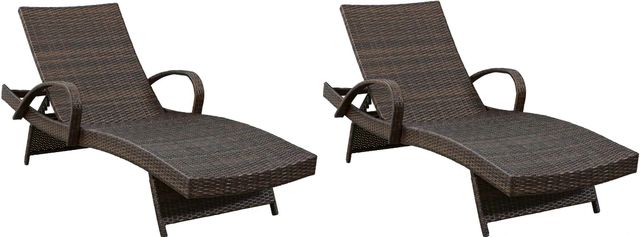 Signature Design by Ashley® Kantana 2-Piece Brown Wicker Outdoor Chaise Lounge-0