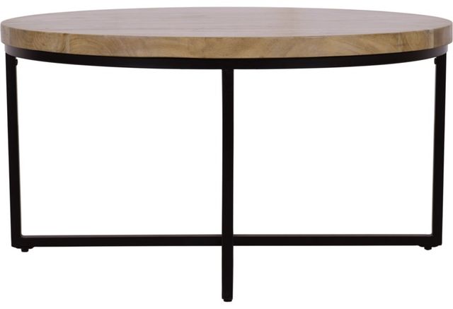 Jofran Inc. Ames Natural Round Coffee Table with Black Base-1