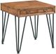 Elements International Boone Light Walnut End Table with Bronze Base-0