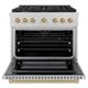 ZLINE Autograph Edition Paramount 36" Satin Stainless Steel Pro Style Dual Fuel Range with Champagne Bronze Accents-1