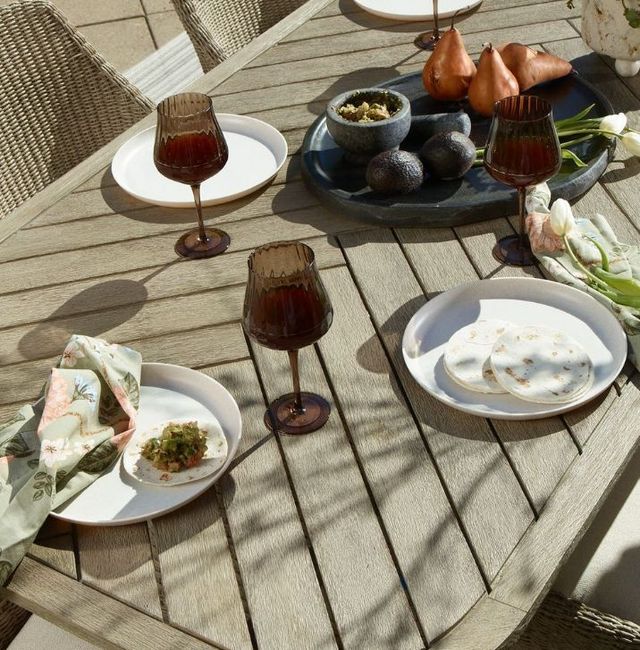 Uttermost® Harbor Cerused Wheat Herringbone Wooden Indoor-Outdoor Dining Table-3
