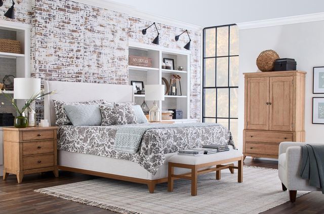 Legacy Classic Today's Traditions Natural Hickory/Porcelain California King Upholstered Panel Bed-1
