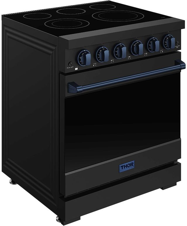 Thor Kitchen 30" Black Pro Style Electric Range with Precision Knob Control & Blue Hardware-2