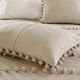 Olliix by Madison Park 3 Piece Taupe Full/Queen Leona Pom Pom Cotton Duvet Cover Set-3