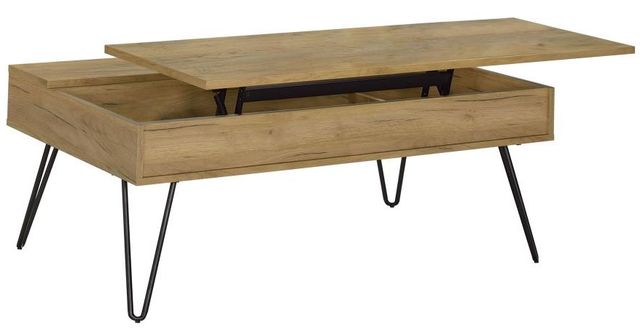 Coaster® Fanning 2-Piece Golden Oak Occasional Table with Black Base Set-1