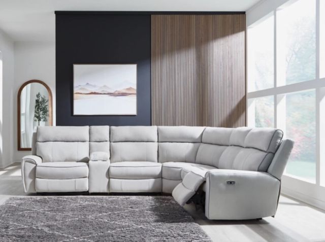 Signature Design by Ashley® Grafton Pike 6-Piece Ash/Pearl Modular Power Reclining Modular Sectional with Storage Console-1