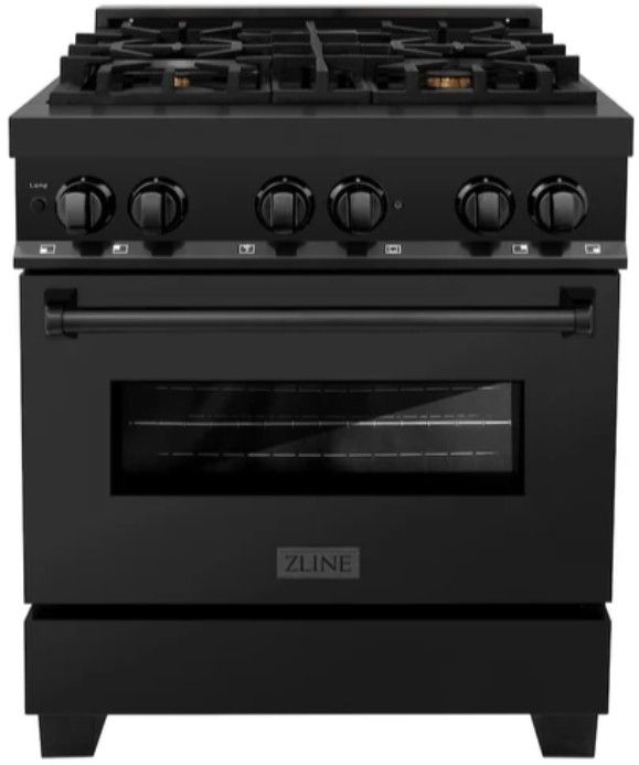 ZLINE 30" Black Stainless Steel Pro Style Dual Fuel Range-0