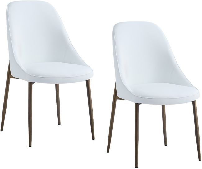 Worldwide Homefurnishings Inc. Cleo 2-Piece Aged Gold/White Dining Side Chair Set
