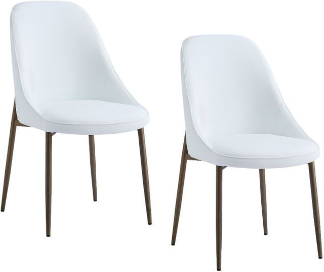 Worldwide Homefurnishings Inc. Cleo 2-Piece Aged Gold/White Dining Side Chair Set-0