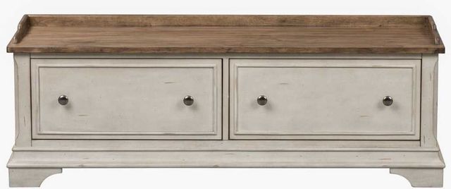 Liberty Furniture Morgan Creek Antique White/Wirebrushed Tobacco Storage Hall Bench-2