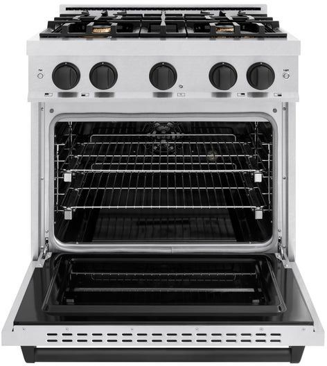 ZLINE Classic Autograph Edition 30" Stainless Steel Pro Style Gas and Matte Black Accents-1