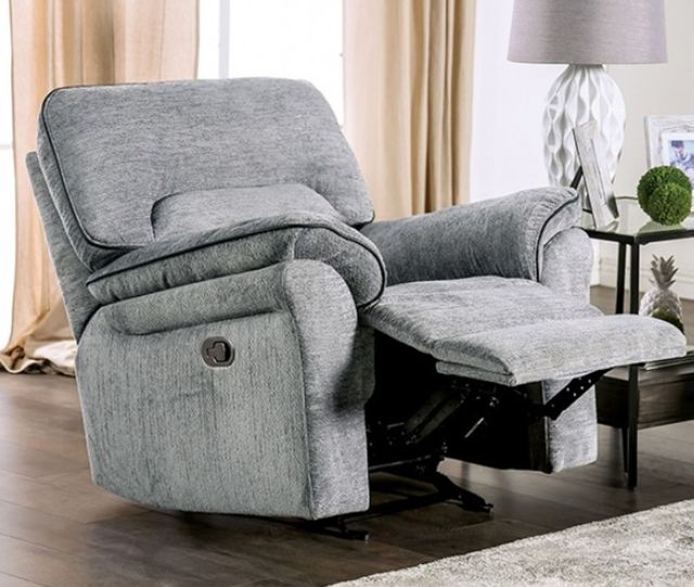 Furniture of America® Josias Light Gray Manual Glider Recliner-1