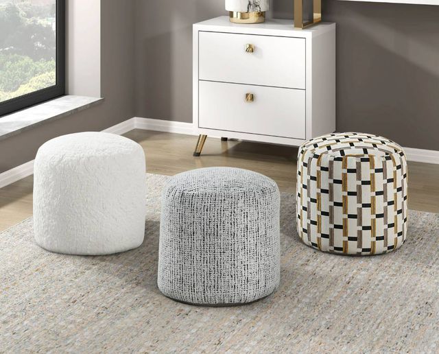 Homelegance® Easley Off-White Cylindrical Pouf-2
