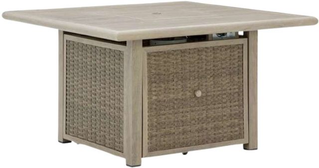Signature Design by Ashley® Carisbo Beige Aluminum/Resin Square Outdoor Fire Pit Table-0