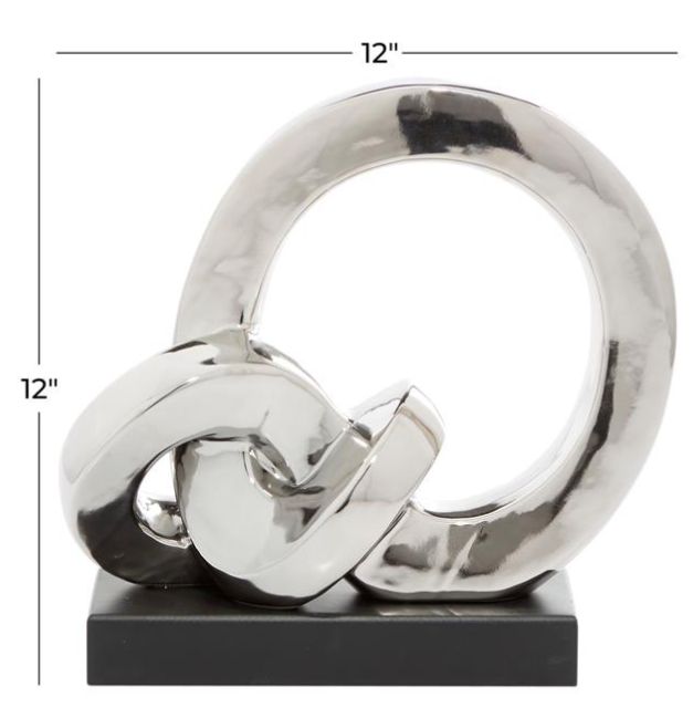 Deco Marche Silver Abstract Link Decorative with Black Base-2