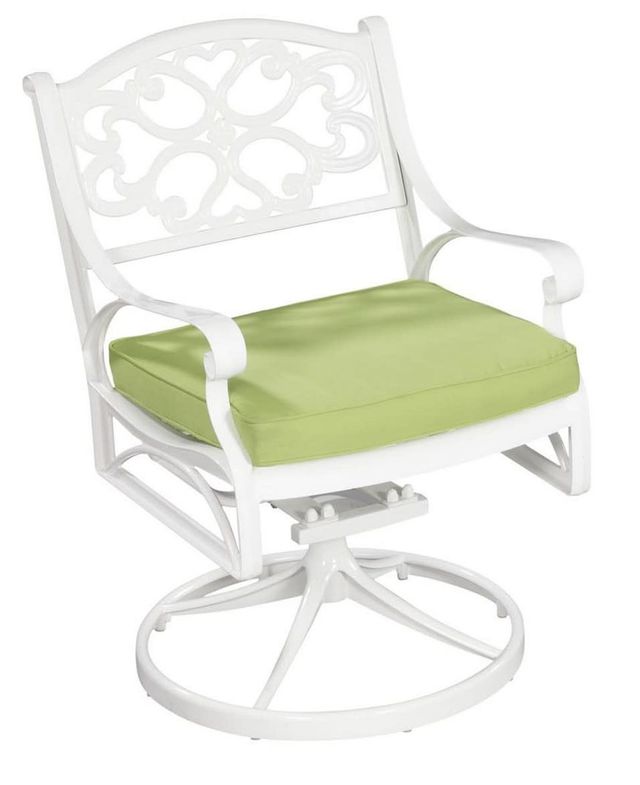 homestyles® Sanibel White Outdoor Swivel Rocking Chair with Cushion-1
