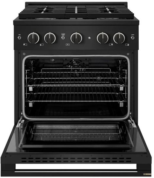 ZLINE Marino 30" Black Stainless Steel Pro Style Dual Fuel Range with 4 Burner Gas Cooktop-1