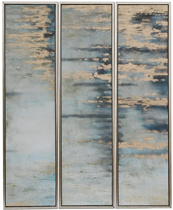 Crestview Collection Azure Skies 3-Piece Blue Wall Art Set | Price
