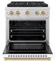 ZLINE Paramount 30" 4.2 cu. ft. Satin Stainless Steel with White Matte Door Paramount Dual Fuel Range with 4 Burner DuoPro™ Cooktop and Electric Convection Oven with Champagne Bronze Accents-3