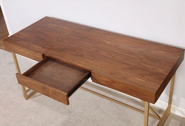 Furniture of America® Halstein Light Walnut/Gold Writing Desk-3