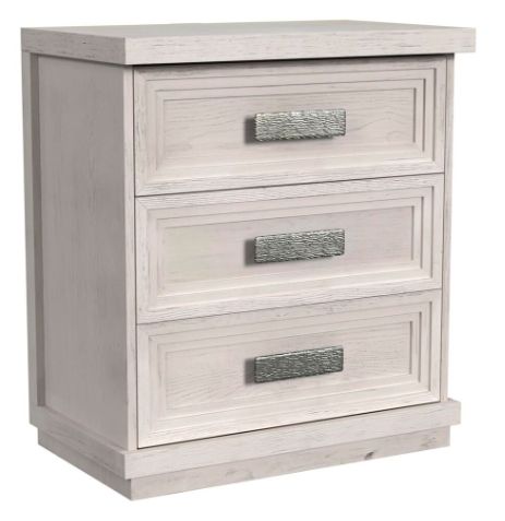 Elements International Avalanche Antique White 3-Drawer Nightstand