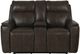 Bassett® Furniture Club Level Manteo Sable Leather Power Reclining Loveseat with Console-1