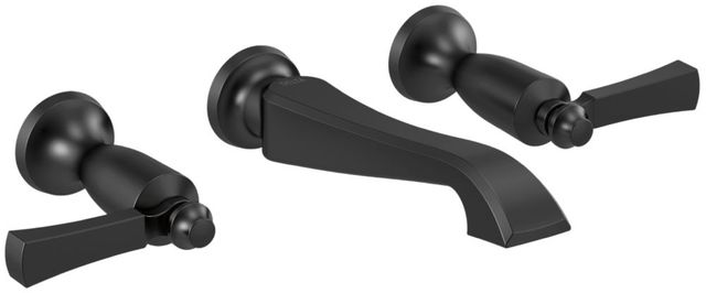 Delta Dorval® Matte Black 2-Handle Wall Mount Bathroom Faucet Trim Only-0