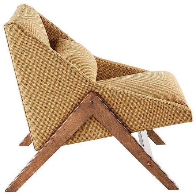 Olliix by INK+IVY Mustard Yellow/Pecan Boomerang Accent Chair-2