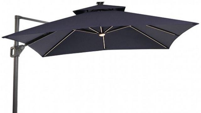 Furniture of America® Aurora Blue Aluminum/Polyester Fabric Outdoor Patio Umbrella with LED