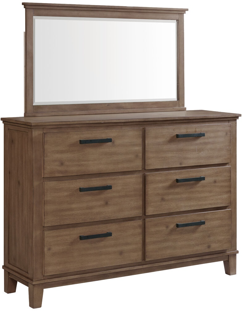 grey dresser with mirror set Watson 6-drawer Dresser with Mirror Grey Oak – Furniture World (Las Vegas)