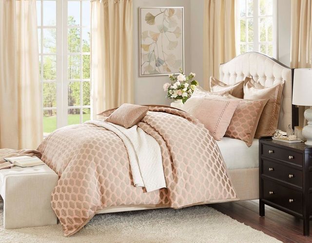 Olliix by Madison Park Signature Pink King Romance Comforter Set-2