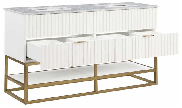 Meridian Furniture Monad Brushed Gold/White 60" Bathroom Vanity-1