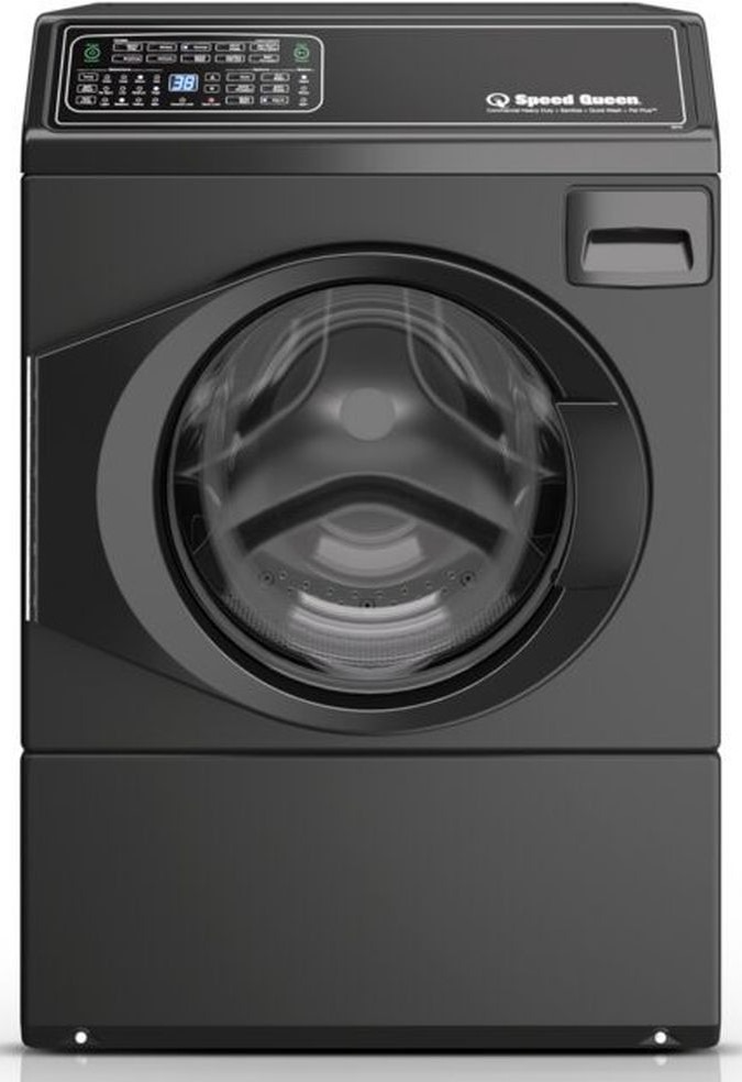 Speed Queen® Matte Black Front Load Washer & Gas Dryer Laundry