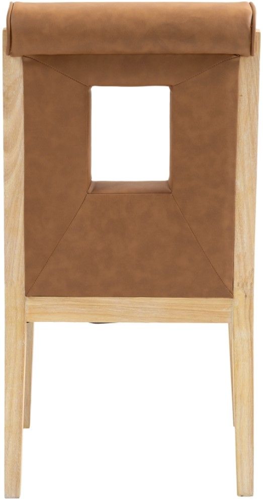 Meridian Furniture Gwendolyn Cognac/Natural Vegan Leather Dining Side Chair-3