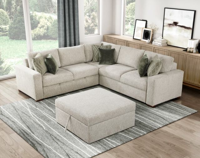 Homelegance® Isla 4-Piece Sand L-Shape Sectional with Pull-out Bed and Ottoman-1