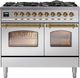 Ilve® Nostalgie II 40" Stainless Steel Pro Style Dual Fuel Range with Brass Trim-0