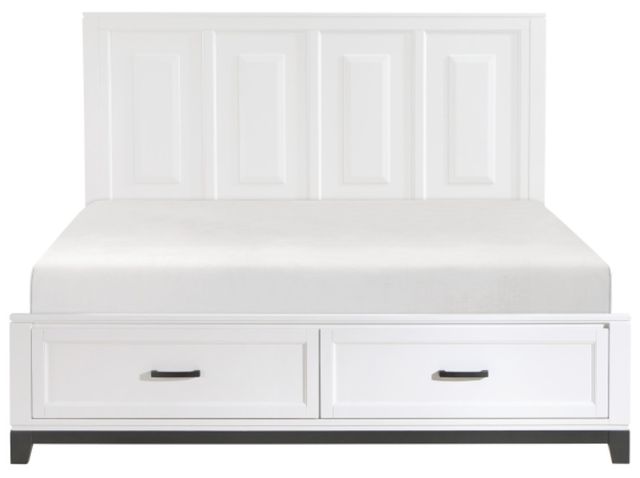 Mazin Furniture Garretson White Eastern King Platform Bed with Footboard Storage-1