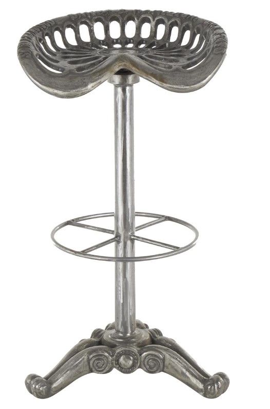 Deco Marche Silver Scroll Weathered Bar Stool-1